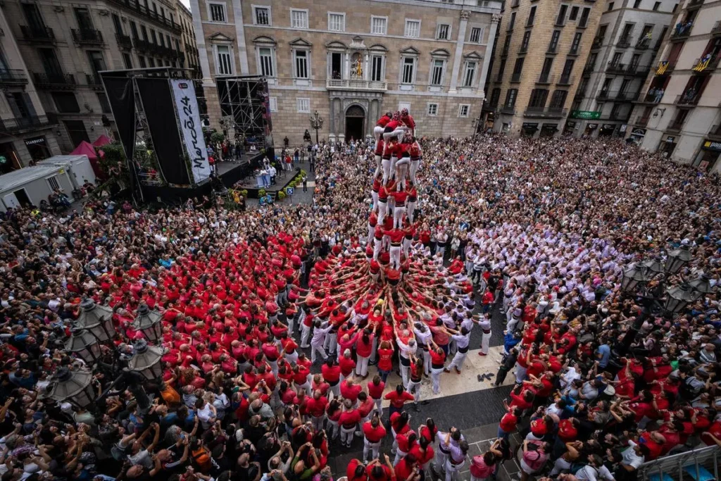 castellers, human towers, en Barcelona