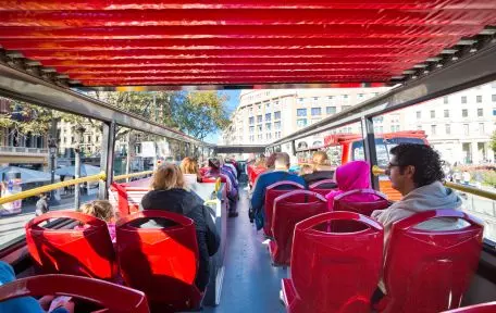 Passengers on the Barcelona City Tour bus