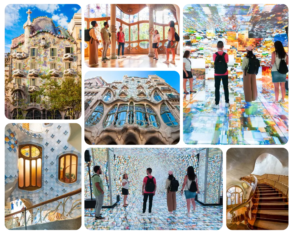 Collage de fotografías de la Casa Batlló en Barcelona