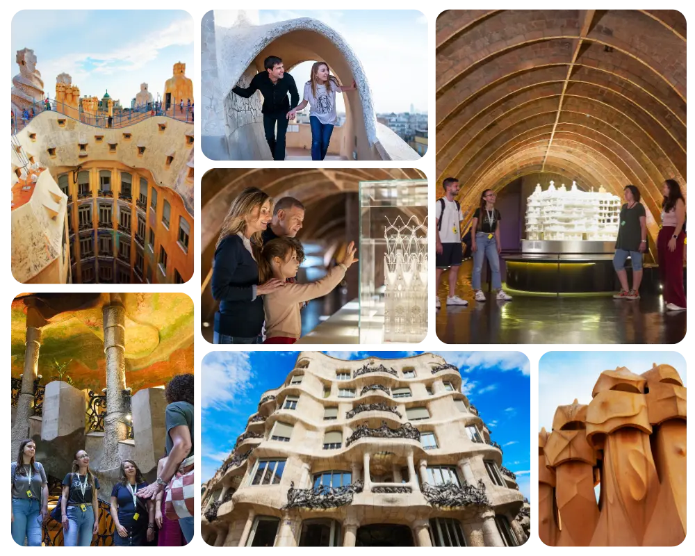 Collage de fotografías de La Pedrera o Casa Milà por dentro